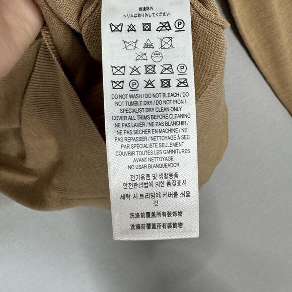 Burberry Sweater Womens Medium Brown Merino Wool Deep V Neck Layered Overlay - Picture 15 of 16